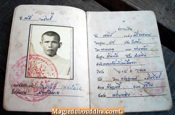 carnet de moine Thai ancien.